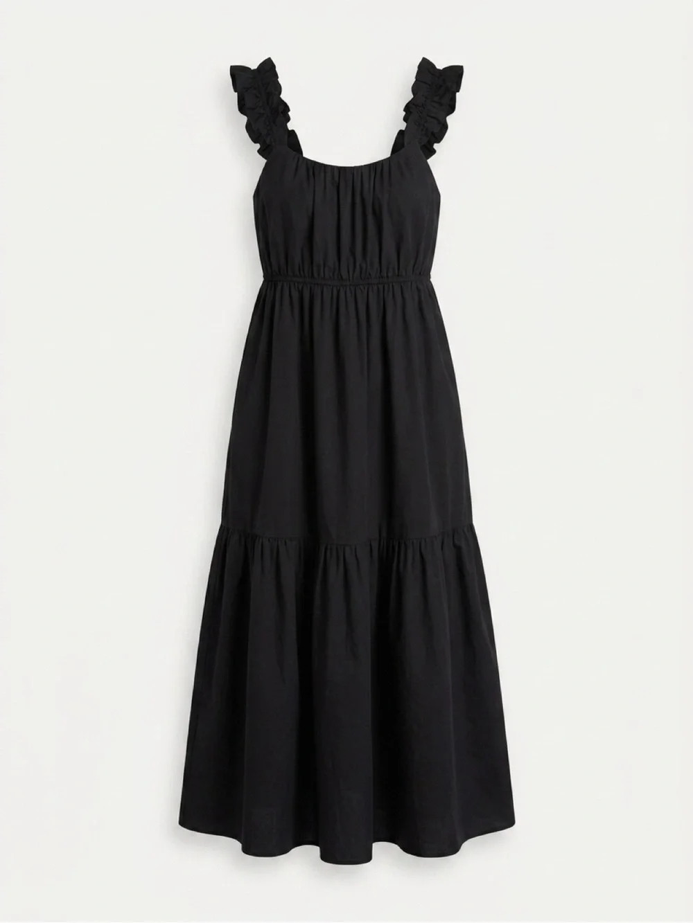 Abercrombie Black Ruffle Strap Maxi Dress